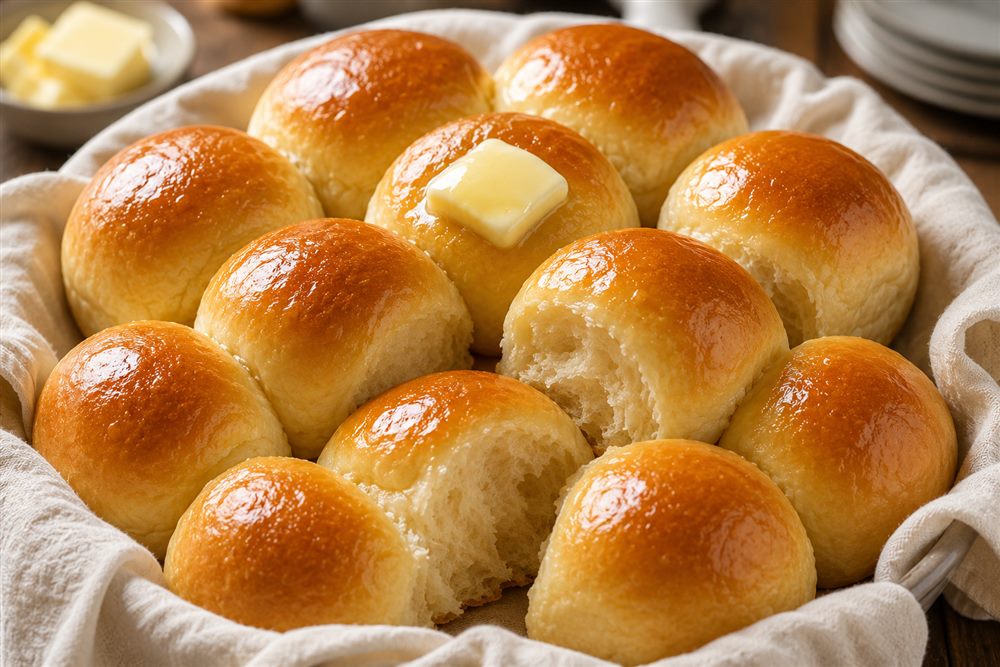 Easy Golden Corral copycat rolls recipe with golden buttery dinner rolls