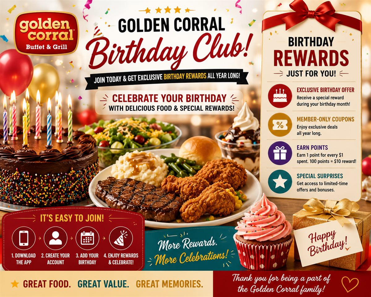 Golden Corral birthday club rewards and celebration guide