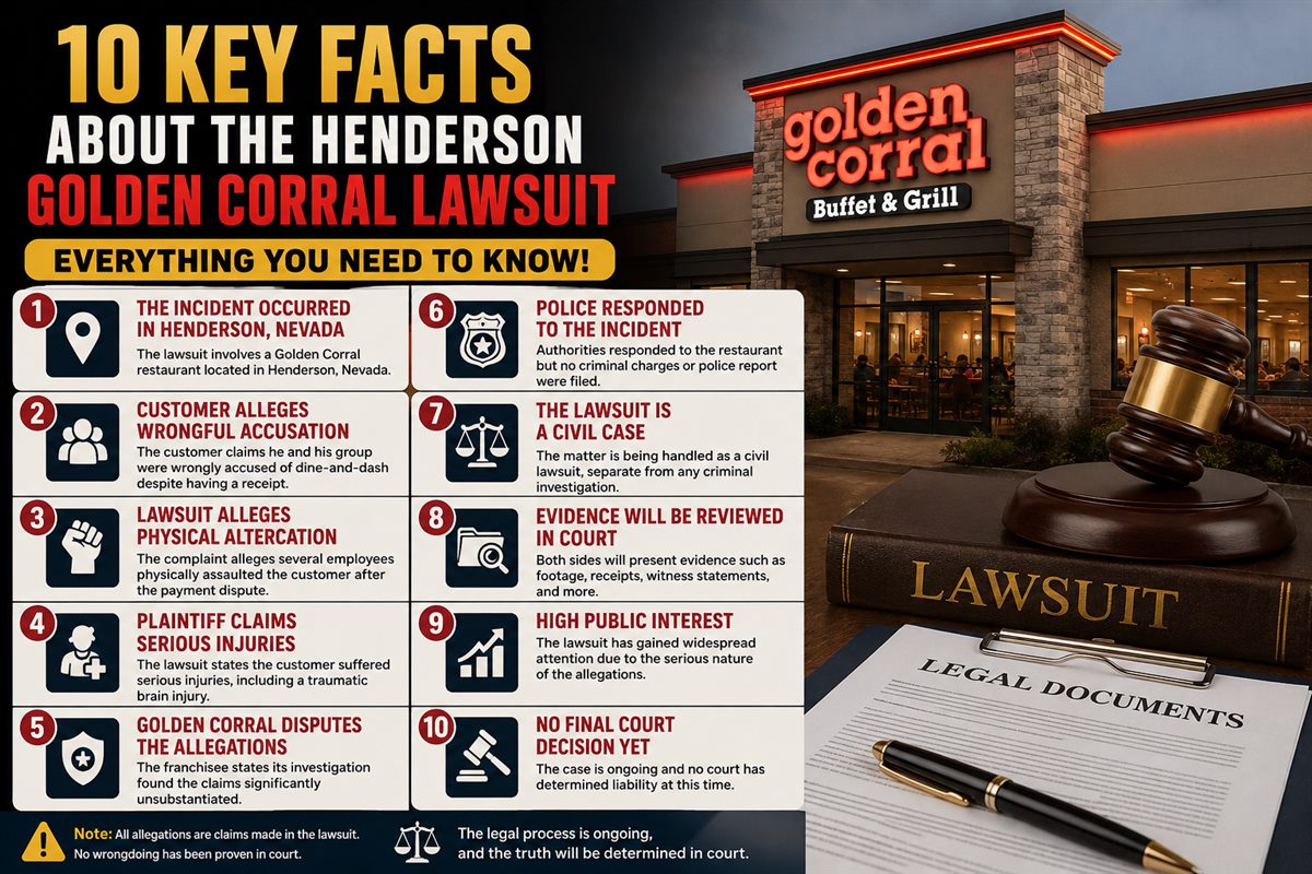 10 key facts about the Henderson Golden Corral lawsuit infographic with legal case details